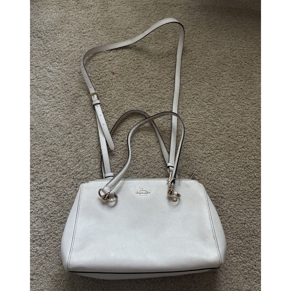 Coach Carryall White Cream Crossgrain Leather Satchel Bag